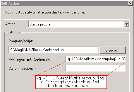 Win 2008 task scheduler - action