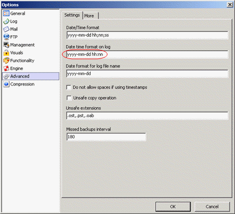 cobian advanced options panel