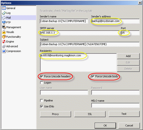 cobian mail options panel